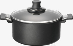 平底锅餐具黑色不锈钢锅高清图片