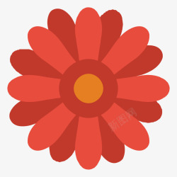 红色扁平化科技花朵素材