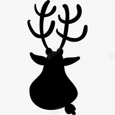 圣诞大狂欢驯鹿的头部轮廓图标图标