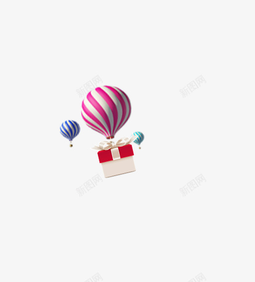 漂浮热气球png免抠素材_88icon https://88icon.com 双12 双十二 双十二海报装饰 彩色 气球 热气球 礼物 礼物盒子 空气球