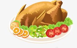 吃水果和蔬菜卡通感恩节火鸡高清图片