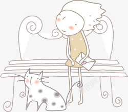 创意手绘卡通人物效果小猫坐在椅子上面素材