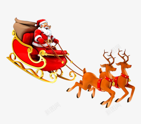 圣诞老人滑雪橇png免抠素材_88icon https://88icon.com 圣诞老人 圣诞节 白胡子 红色 雪橇 麋鹿