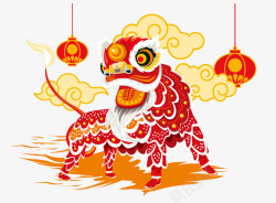 春节舞狮活动过年素材
