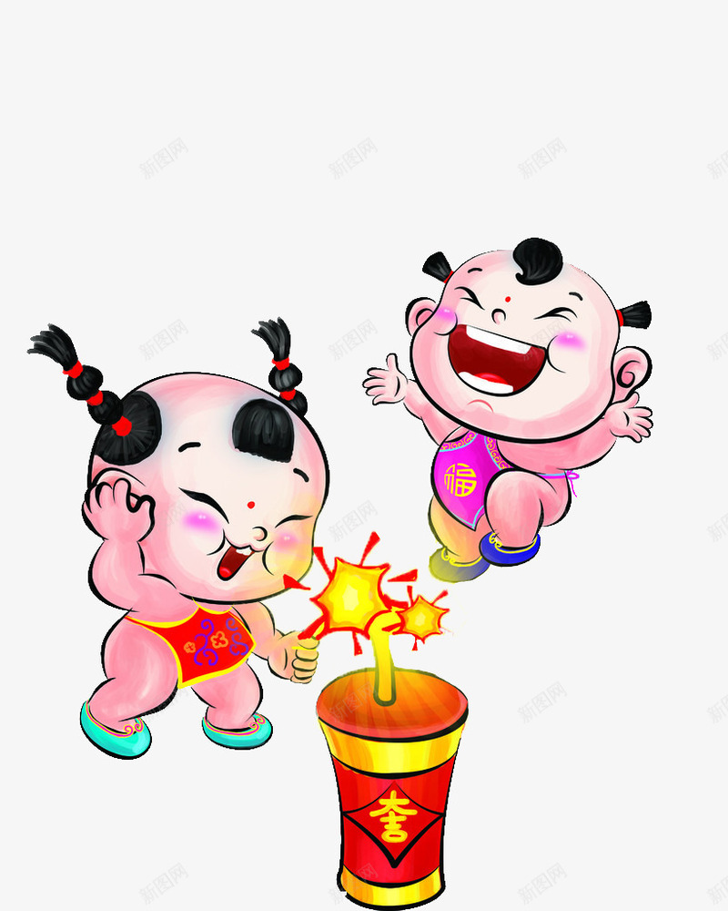 新年福娃png免抠素材_88icon https://88icon.com 中国娃娃 卡通 放鞭炮 新年 春节 福娃 鞭炮
