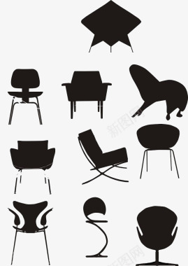 黑色剪影椅子图标图标