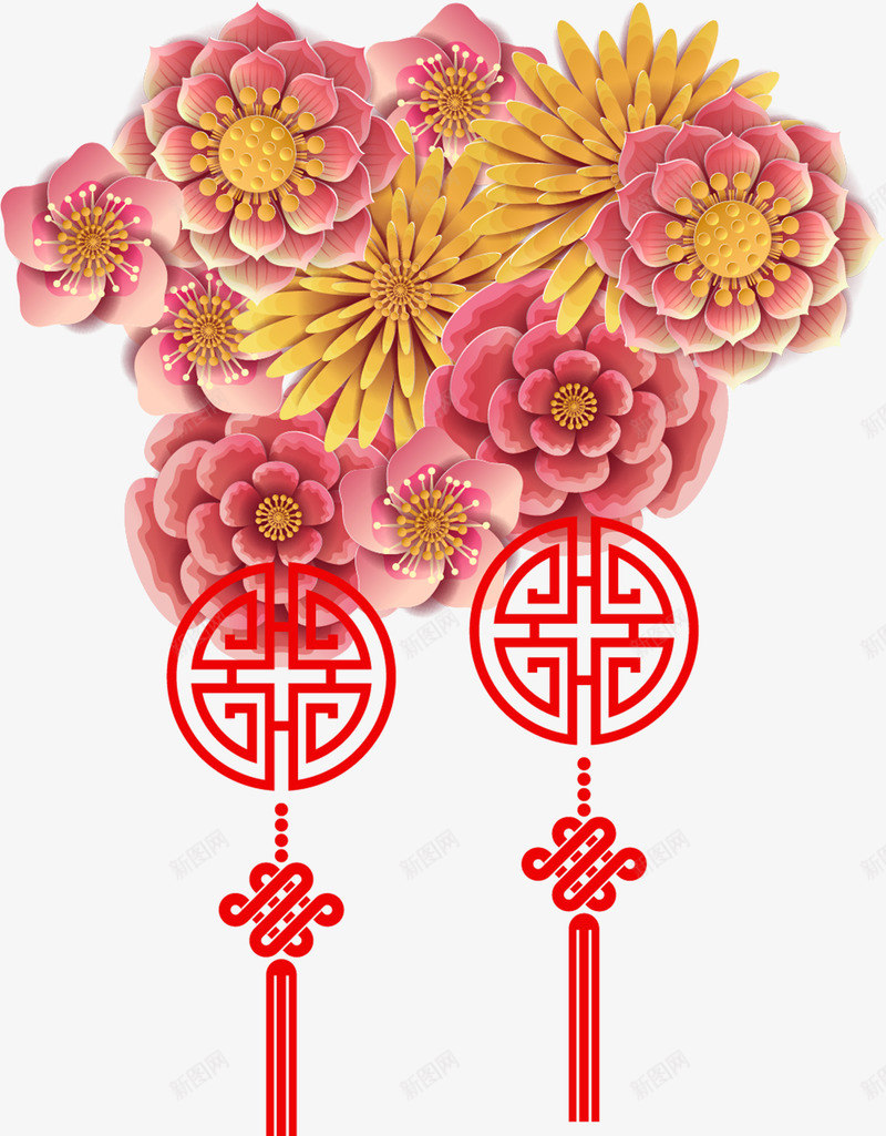 古风中国结挂饰春节海报矢量图ai_88icon https://88icon.com 中国结 古风 挂饰 新年快乐 春节 海报背景 红红火火 过大年 矢量图