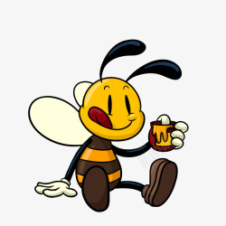 卡通吃蜂蜜的蜜蜂矢量图素材