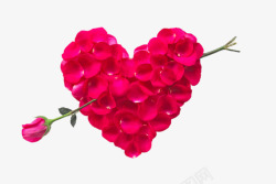 一颗叶子拼接的心形玫瑰花素材