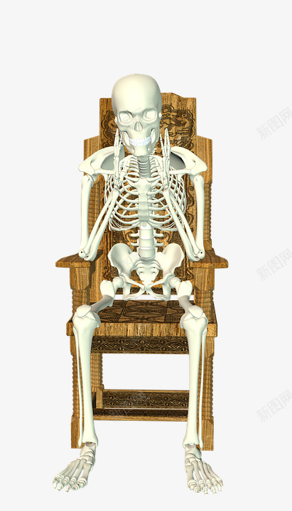 坐着的骨头人png免抠素材_88icon https://88icon.com 坐在凳子上的骨头 金色椅子 骨头人 骨架