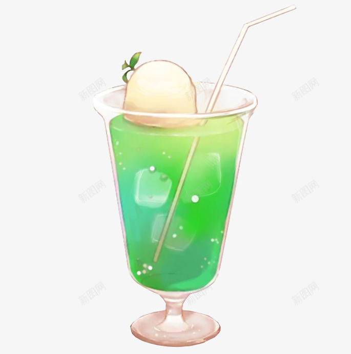 手绘绿色饮品png免抠素材_88icon https://88icon.com 绿色 饮品