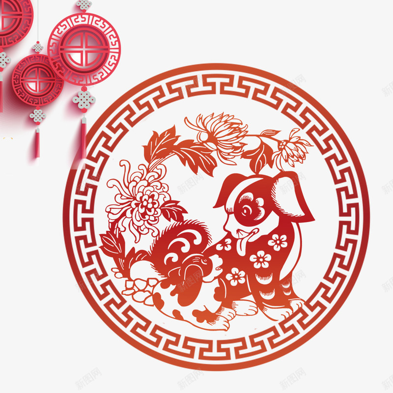 狗年剪纸png免抠素材_88icon https://88icon.com 2018年 2018年狗年 剪纸 喜庆 团聚 春节 狗年 狗年大吉 祝福 装饰