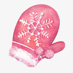 粉色手套粉色少女心冬季手套手绘高清图片