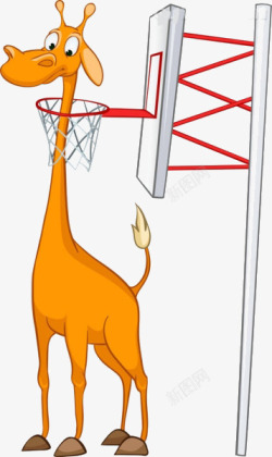 卡通篮球场长颈鹿素材