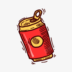 红色手绘的易拉罐素材