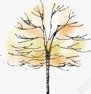 手绘黄色大树树干素材