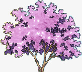 手绘紫色公园装饰大树素材