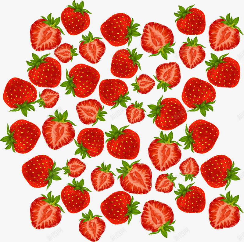 红色草莓无缝背景矢量图ai免抠素材_88icon https://88icon.com 图案设计 无缝拼接素材 红色草莓 矢量图