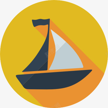 橙黄色帆船图标图标