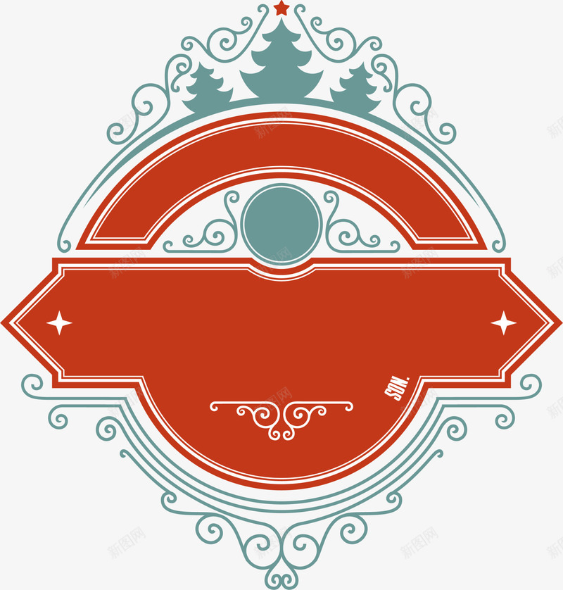 红色圣诞节标志png免抠素材_88icon https://88icon.com 勋章花边 圣诞树 圣诞节 徽章图案 清新线条 红色标志