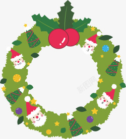 花环点缀圣诞节花环绿色礼物麋鹿圣诞老人高清图片