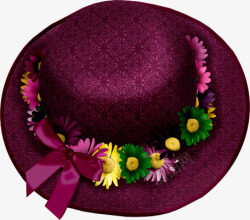 紫色蝴蝶结帽子素材