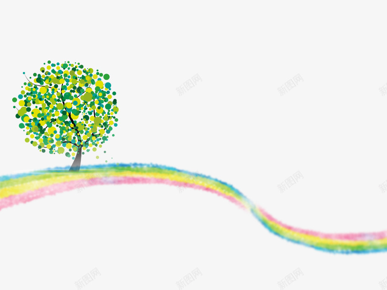 彩虹上的树png免抠素材_88icon https://88icon.com 卡通叶子 卡通彩虹 卡通树 卡通植物 大树 绿色
