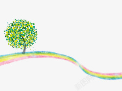 彩虹上的树素材