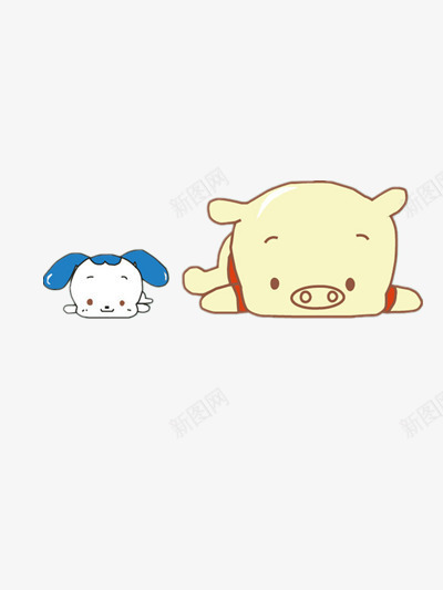 睡觉的猪和狗png免抠素材_88icon https://88icon.com 动物 卡通 可爱 彩色
