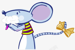 卡通手绘可爱小老鼠刷牙素材