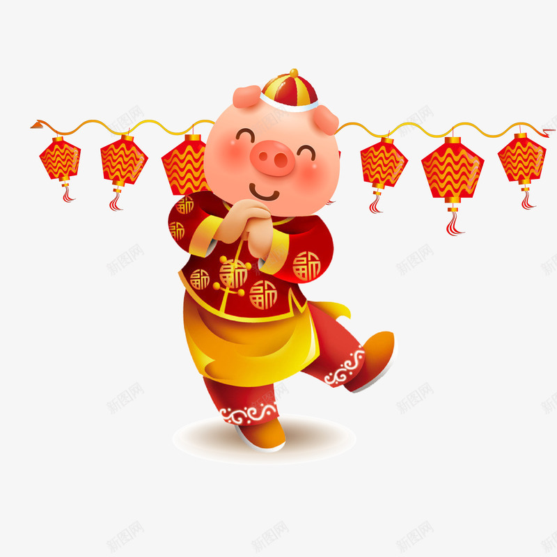 新年卡通猪年拜年png免抠素材_88icon https://88icon.com 2019 农历新年 卡通 手绘 拜年 新年 春节 猪年