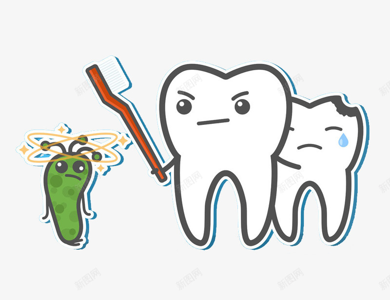 拿着牙刷的牙齿和病毒png免抠素材_88icon https://88icon.com 牙刷 牙齿 病毒
