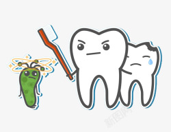 牙齿病毒拿着牙刷的牙齿和病毒高清图片