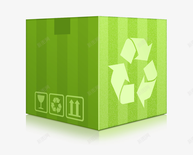 绿色回收箱psd免抠素材_88icon https://88icon.com 纸箱环保箱环保绿色箱子