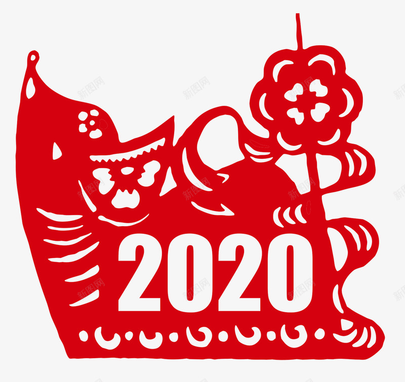 2020红色鼠年窗花png免抠素材_88icon https://88icon.com 剪纸 窗花 鼠年 鼠年剪纸 鼠年窗花