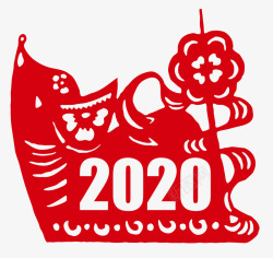 2020红色鼠年窗花素材
