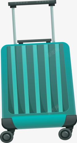 绿色的旅游季行李箱矢量图素材