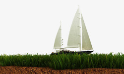 草丛里的帆船素材