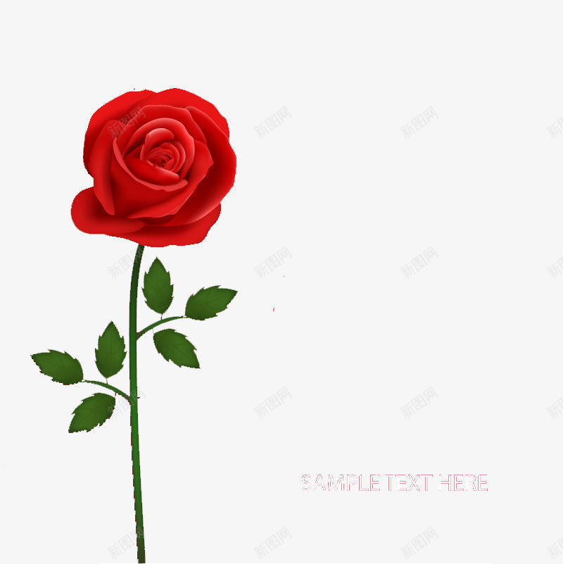 美丽红色玫瑰花枝矢量图ai免抠素材_88icon https://88icon.com 玫瑰花 红色 红色玫瑰花 花朵 矢量图
