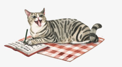 卡通写字小猫素材