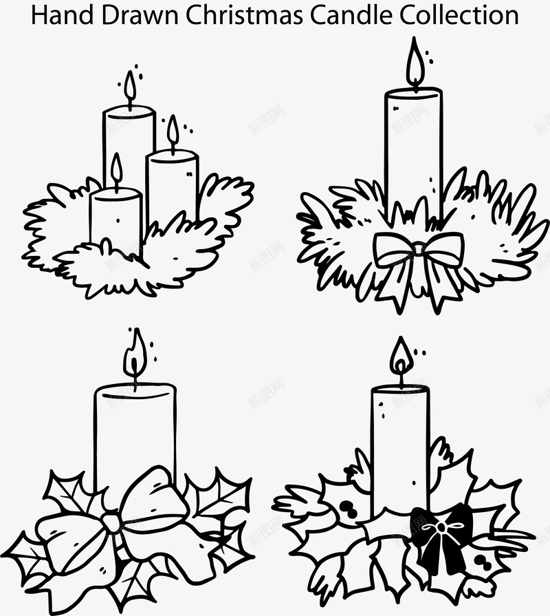 四款手绘蜡烛矢量图ai免抠素材_88icon https://88icon.com 圣诞节蜡烛 手绘 矢量素材 蜡烛 蜡烛圣诞节图片素材 黑白 矢量图