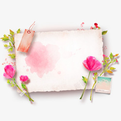 粉色清新纸张花朵边框纹理素材