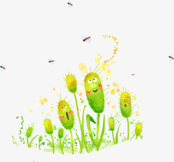 小草和虫子卡通小草装饰高清图片