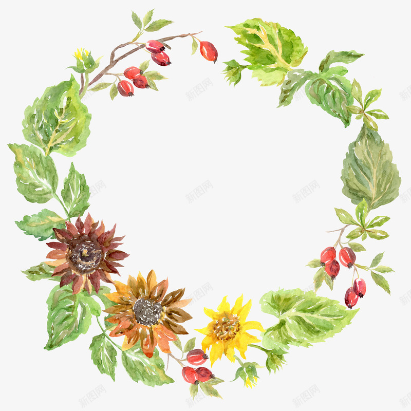 卡通手绘美丽的花环png免抠素材_88icon https://88icon.com 创意 卡通手绘 圆形边框 彩色 排忧解难 水彩 灵感 花环 装饰品