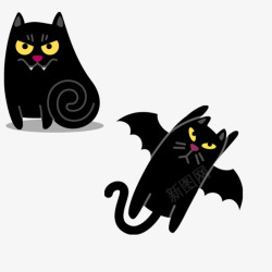酷帅卡通黑色的酷小猫高清图片