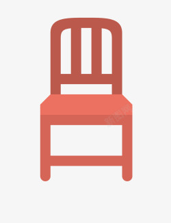 手绘卡通简约红色木椅素材