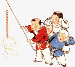 中国过年儿童放鞭炮素材