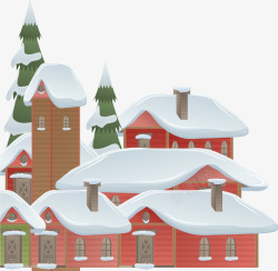 冬季红色城镇房屋素材