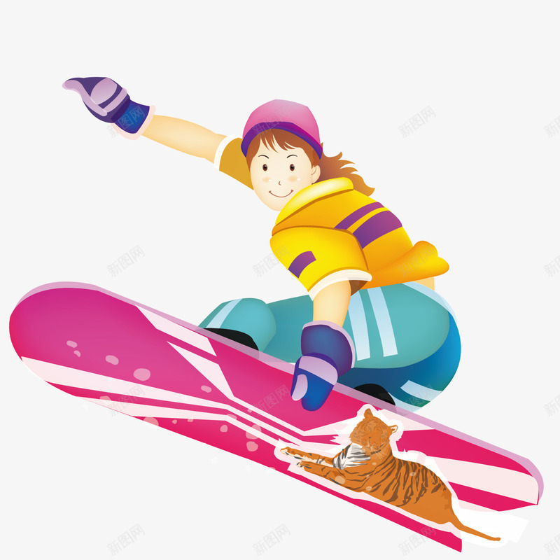 冬季滑板女孩矢量图ai免抠素材_88icon https://88icon.com 冬季 女孩 滑板 滑雪 运动 矢量图