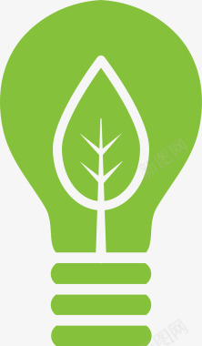 节能环保绿色灯泡树叶图标图标